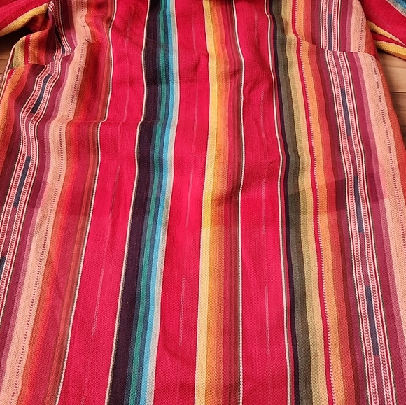 Silverado Western Rese Serape Shirt Red Multicolored Striped Off Shoulder Size S - Picture 3 of 16